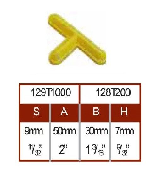 Kryžiukai plytelių tarpams T formos, 9 mm (200 vnt.)