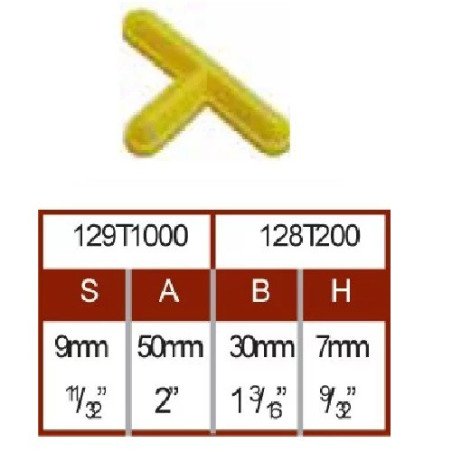Kryžiukai plytelių tarpams T formos, 9 mm (200 vnt.)