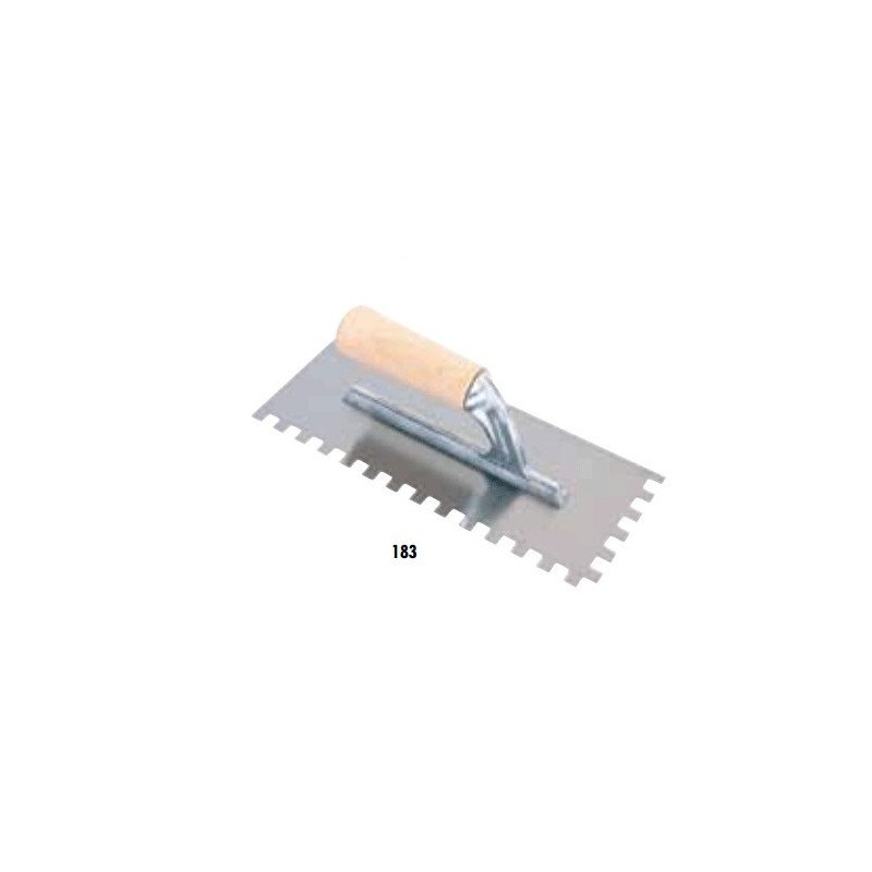 Dantyta glaistyklė, kvadratiniais dantimis su medine rankena, 10 mm, 28x12cm