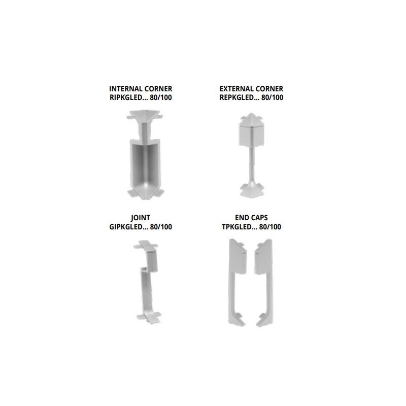 Grindjuostė, anoduoto aliuminio, h 80 mm, su viršutiniu PVC profiliu, L 2,0 m