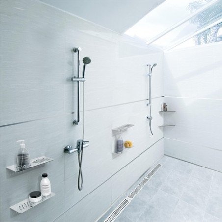 PROSHELF vonios kambario lentyna, perforuota, staciakampio formos, nerudijantis plienas, 115 mm x 300 mm