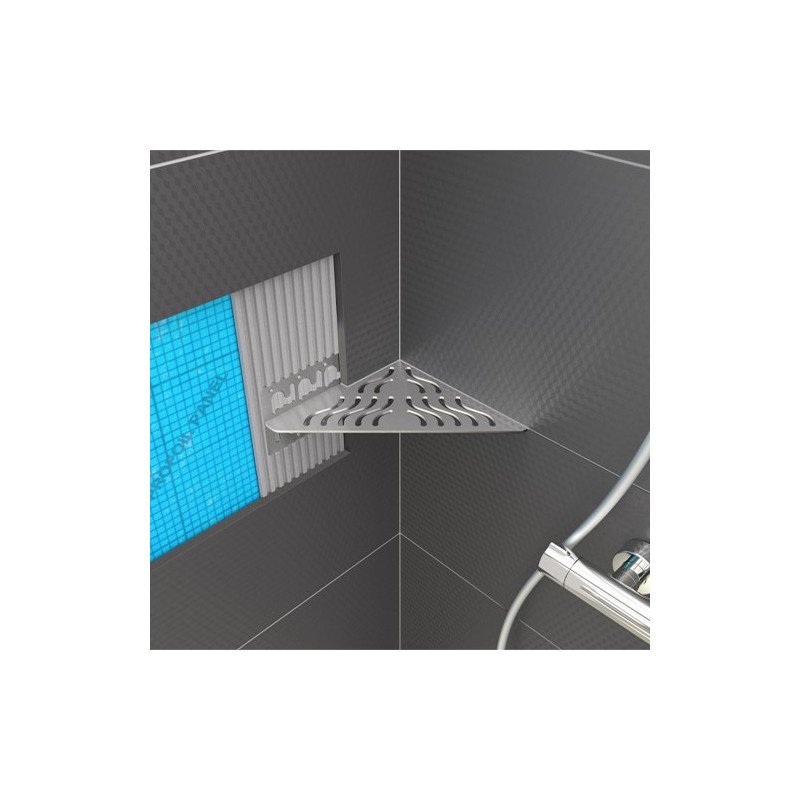 PROSHELF vonios kambario lentyna, perforuota, trikampio formos, nerudijantis plienas, 221 mm x 300 mm