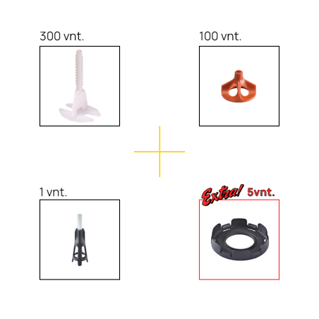 Lyginimo sistemos rinkinys, VITEXPRESS įrankis (1 vnt), apkabos VITE (300 vnt) ir VITE viršutinė dalis (100 vnt), 3-15mm | lyginimo-sistema | NMF Home