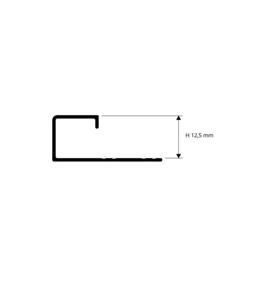 Profilis, aliuminis anoduotas, poliruotas tamsiai pilkas, h 12,5 mm, L 2,7 m