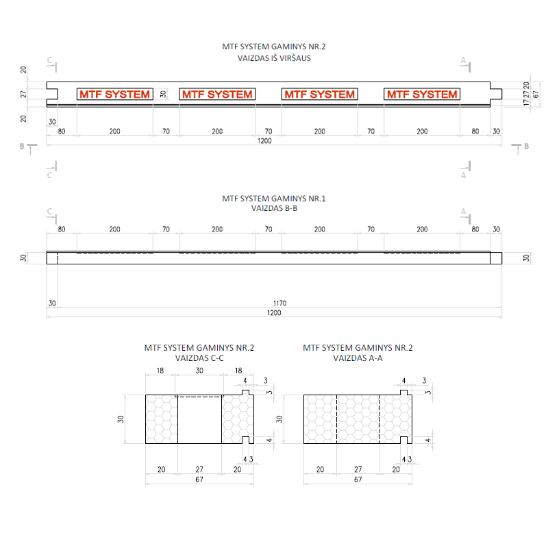 Lango elementas - MTF W A 67x30 mm, ilgis 1200 mm, 1 vnt.