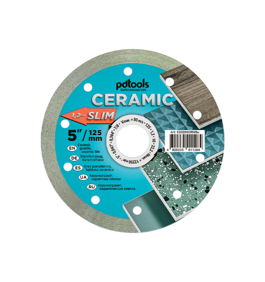 Deimantinis diskas CERAMIC SLIM, sausam/šlapiam pjovimui, Ø125 mm, 22.2 mm