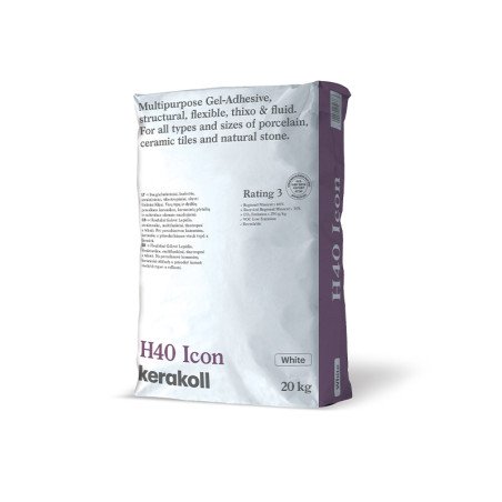 Kerakoll H40 Icon (balti), 20 kg, mineraliniai elastingi klijai C2TE klasė