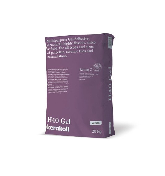 Kerakoll H40 Gel (balti), 20 kg, ypatingai elastigi klijai C2TE S1