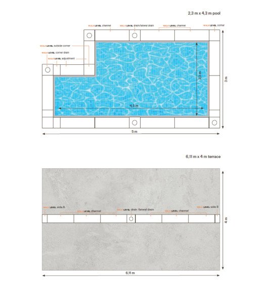 Plytelėmis dengiama drenažo sistema WALK LEVEL, 1 m2