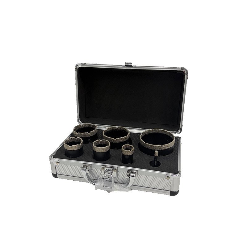 Gręžimo antgalių (M14) komplektas Ø6, 22, 32, 35, 50, 55, 68 mm + 7 vietų metalinė dėžutė