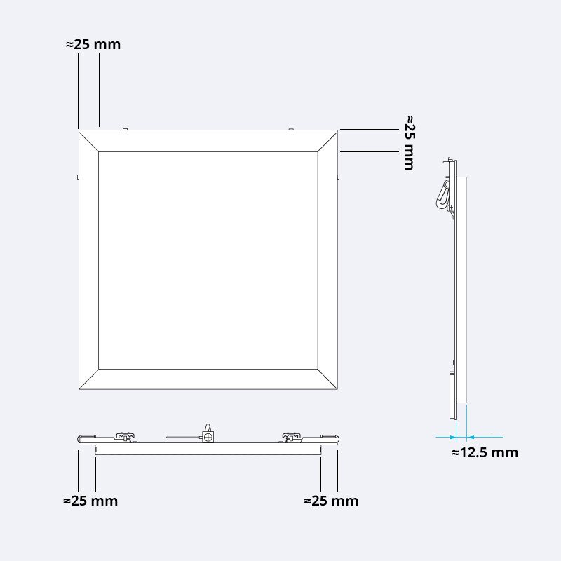 Revizinės aliuminės durelės (dažomos), 400x400x12,5 mm