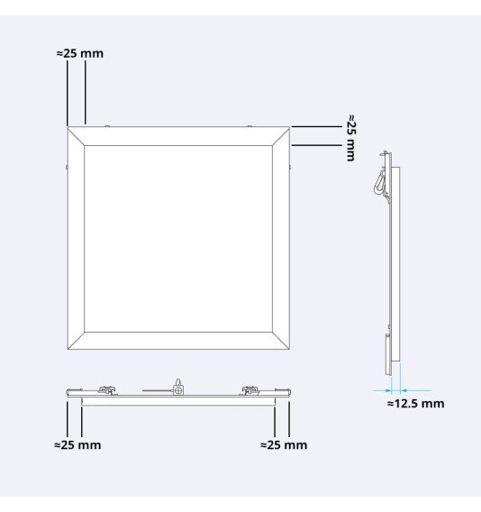 Revizinės aliuminės durelės (dažomos), 300x200x12,5 mm