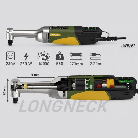 Kampinis gręžtuvas, bešepetėlinis, PROXXON LWB/BL 250 W