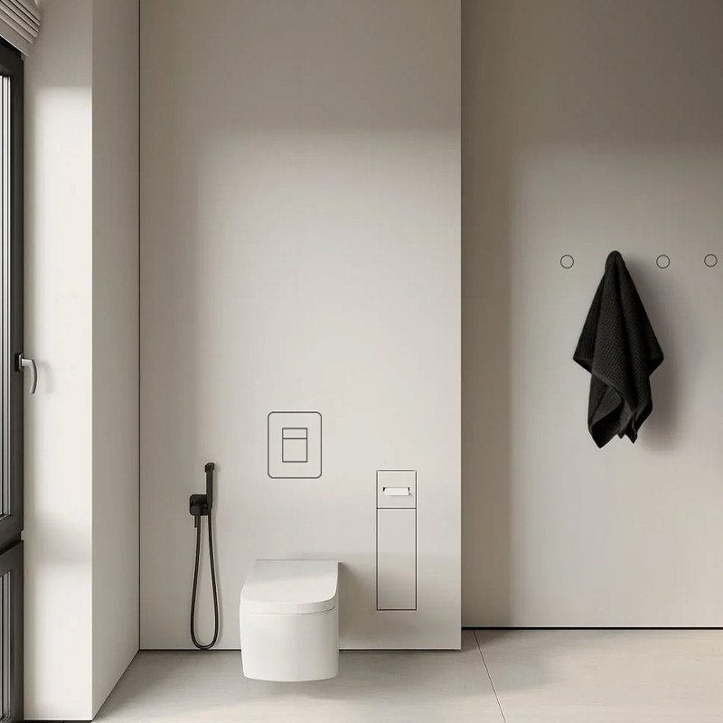 Nematomas WC nuleidimo mygtukas iš plytelės (vertikalus)